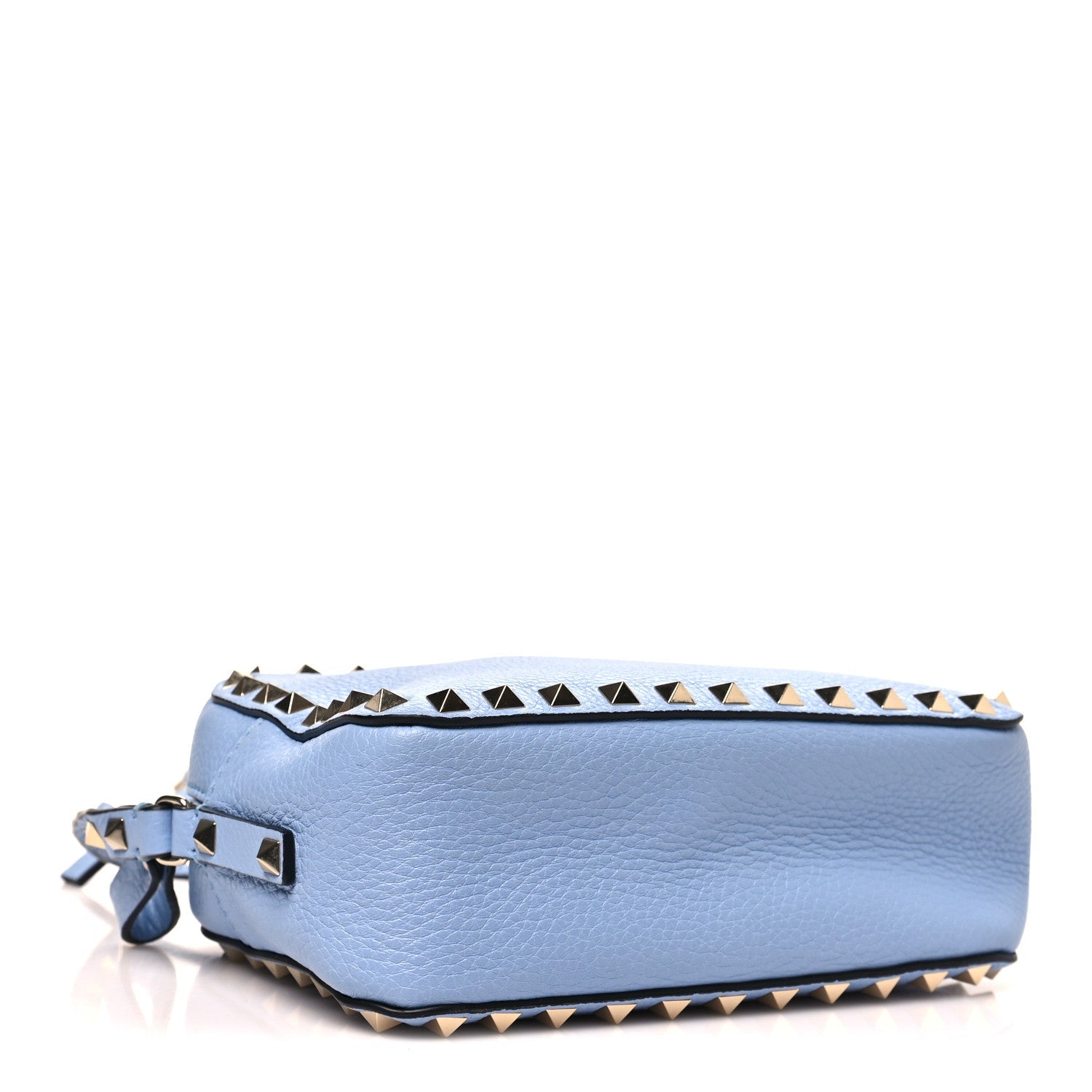 Pebbled Calfskin Rockstud Camera Crossbody Bag Niagara