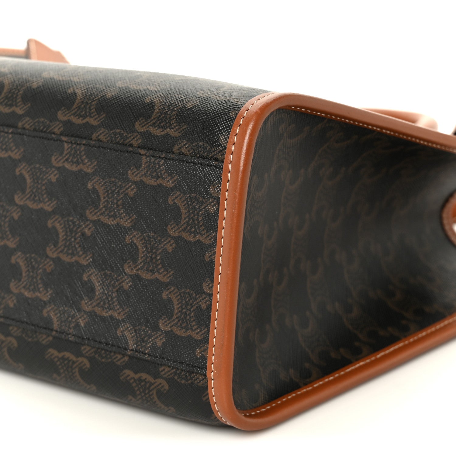 Triomphe Canvas Calfskin Mini Horizontal Cabas Tan