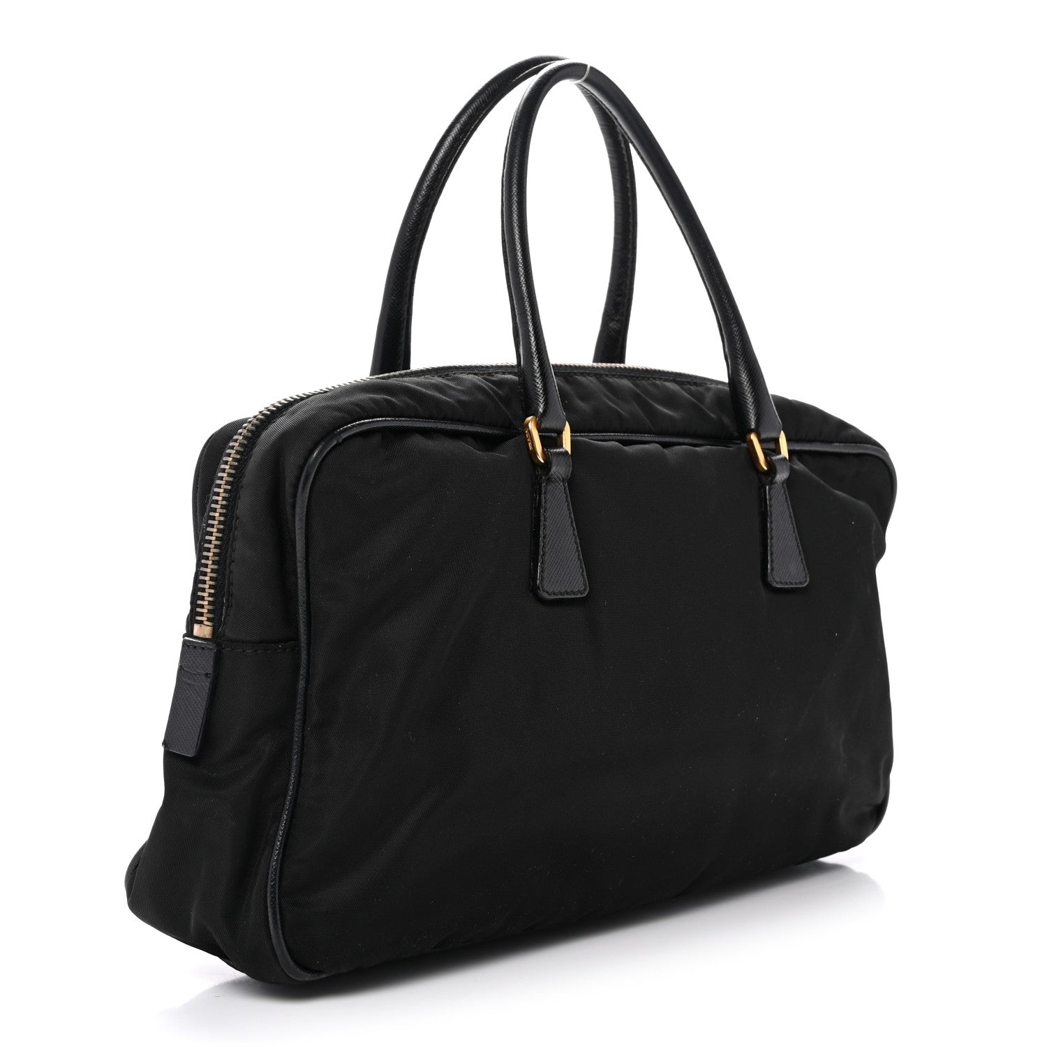Nylon Saffiano Small Top Handle Bag Black
