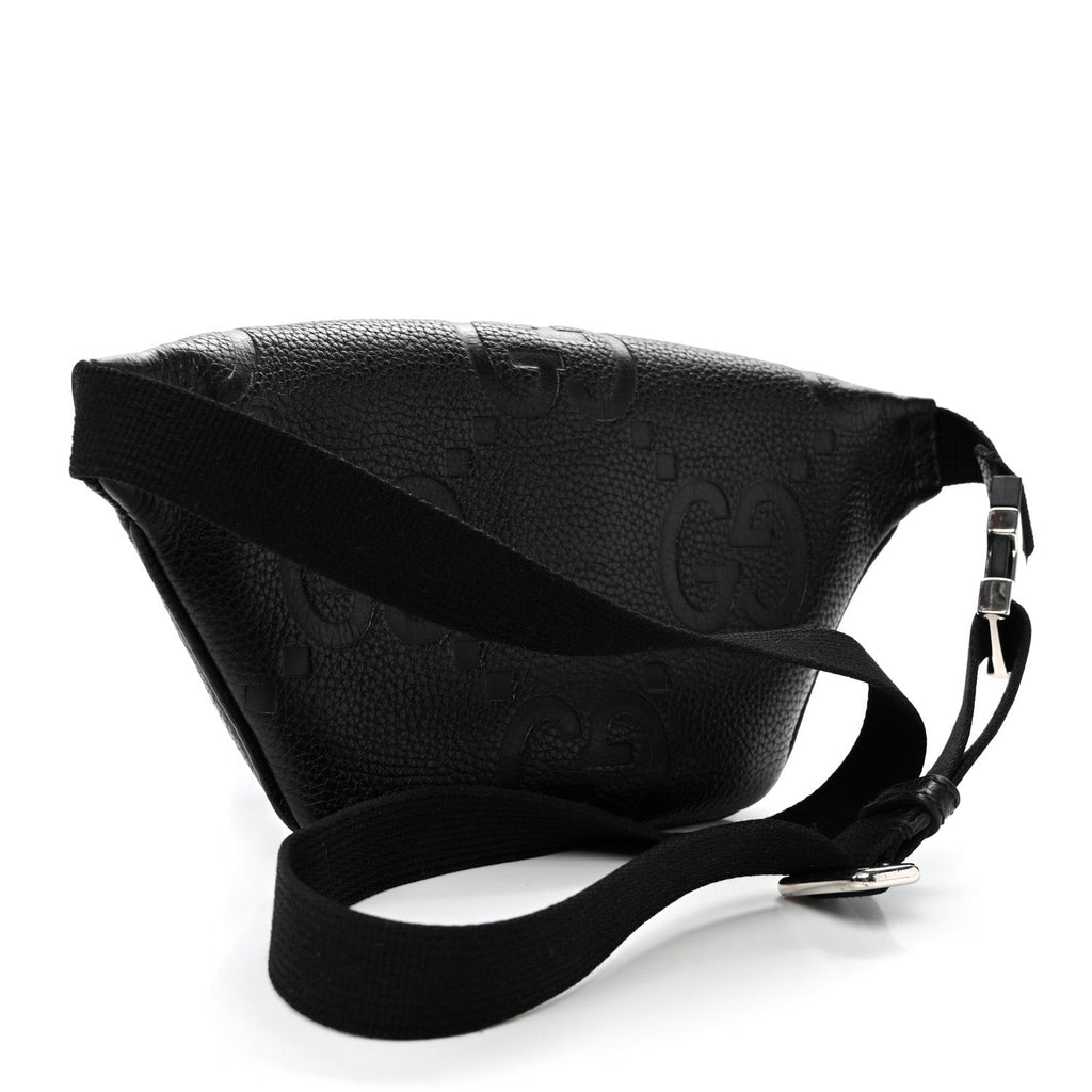 Piuma Calfskin Jumbo GG Embossed Small Belt Bag Black