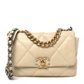 Lambskin Quilted Medium Chanel 19 Flap White White