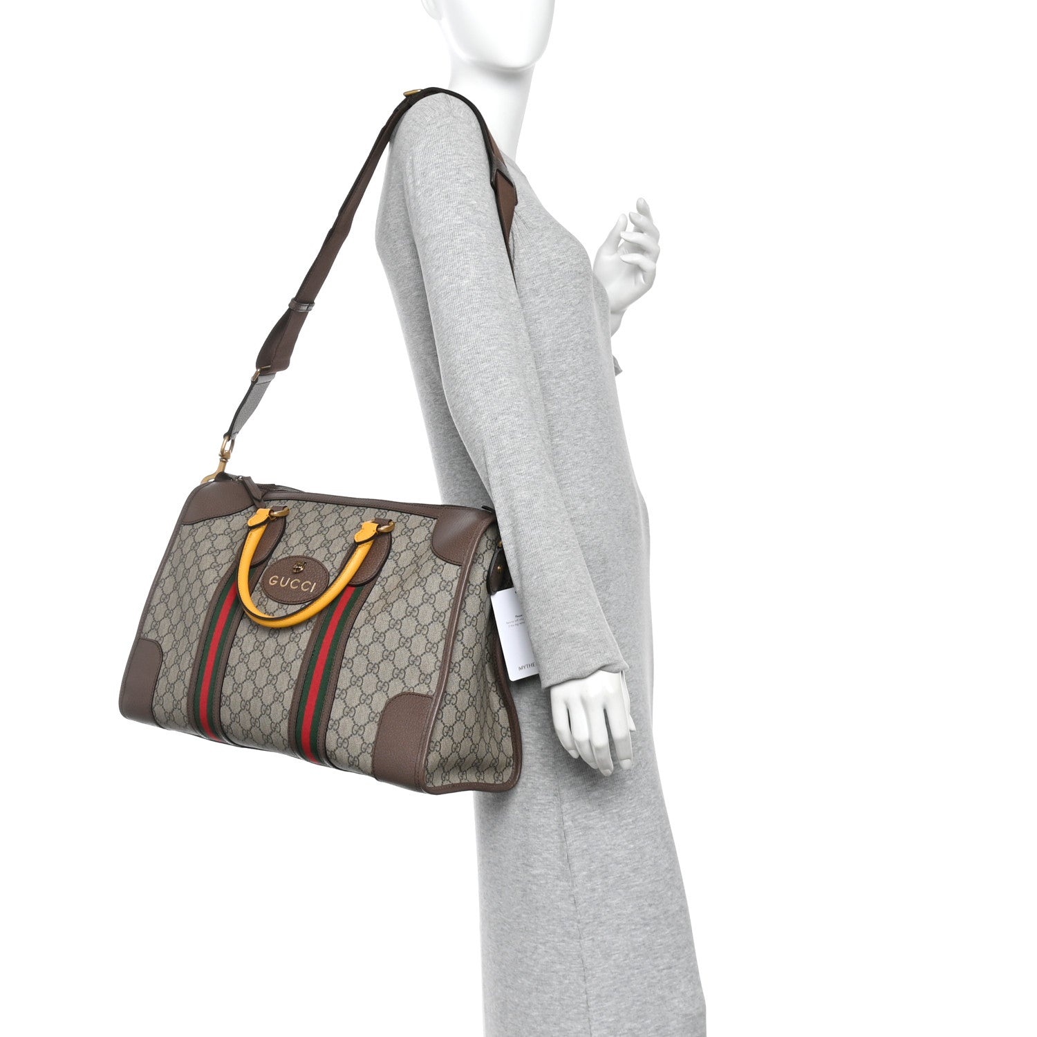 Soft GG Supreme Monogram Web Medium Duffle Bag Beige New Acero Crop