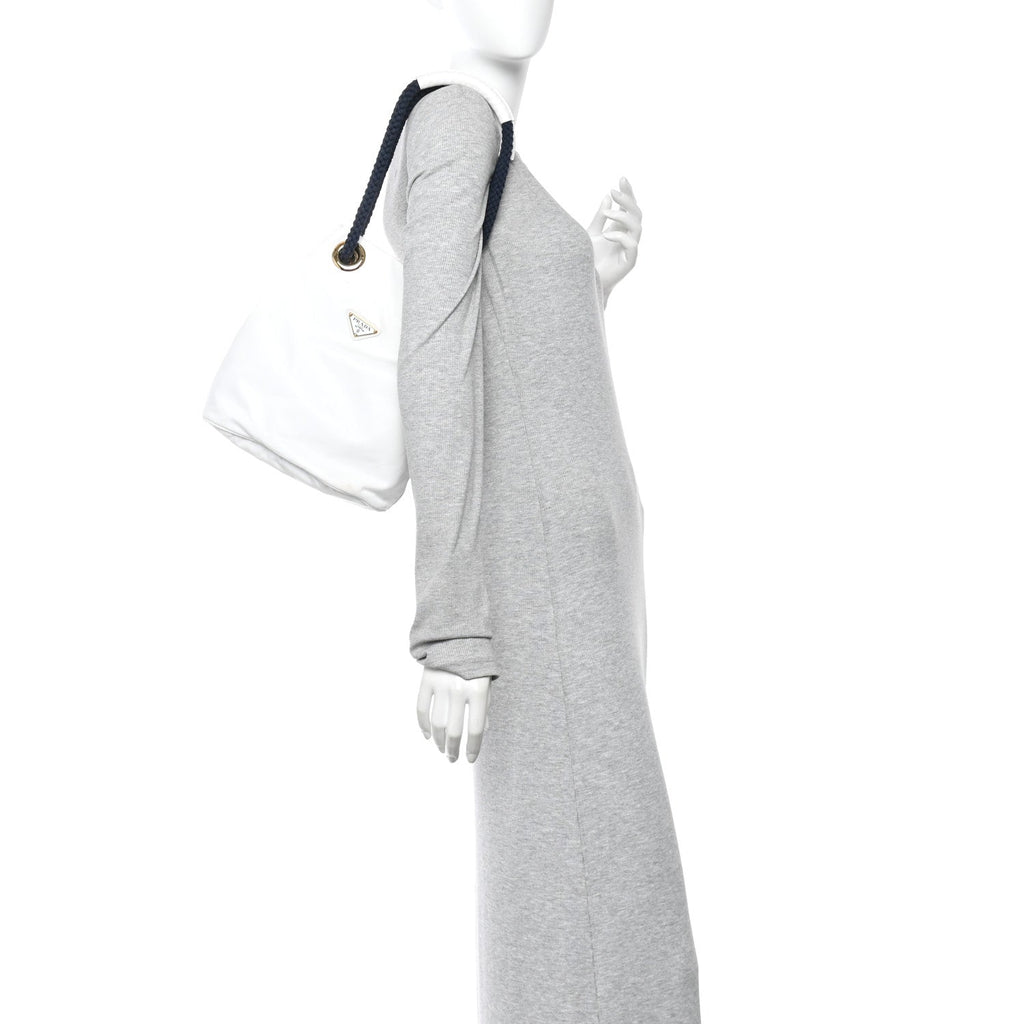 Re-Nylon Triangle Mariner Small Bucket Bag White Baltico