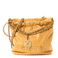 Shiny Calfskin Quilted Mini Chanel 22 Yellow