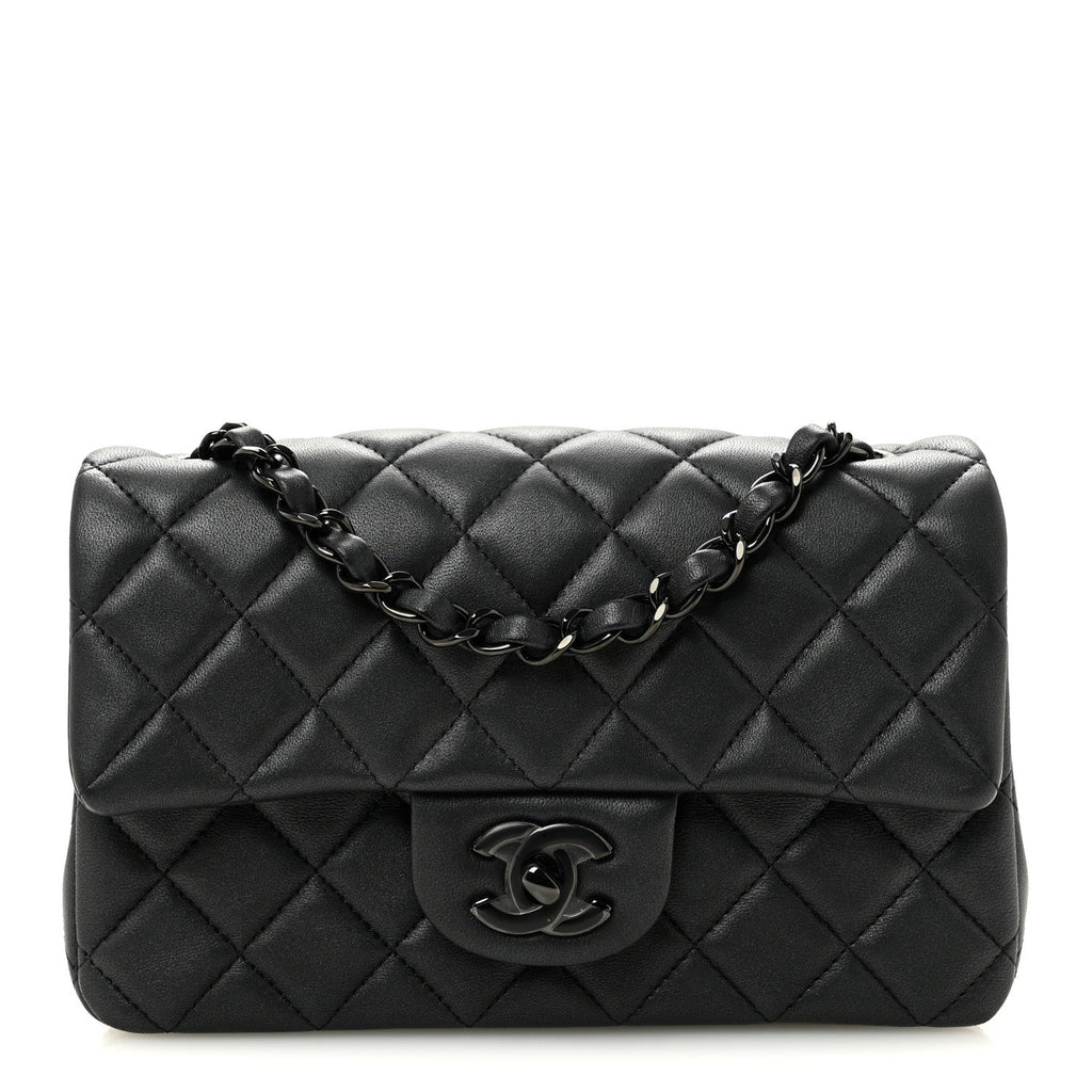 Lambskin Quilted Mini Rectangular Flap So Black