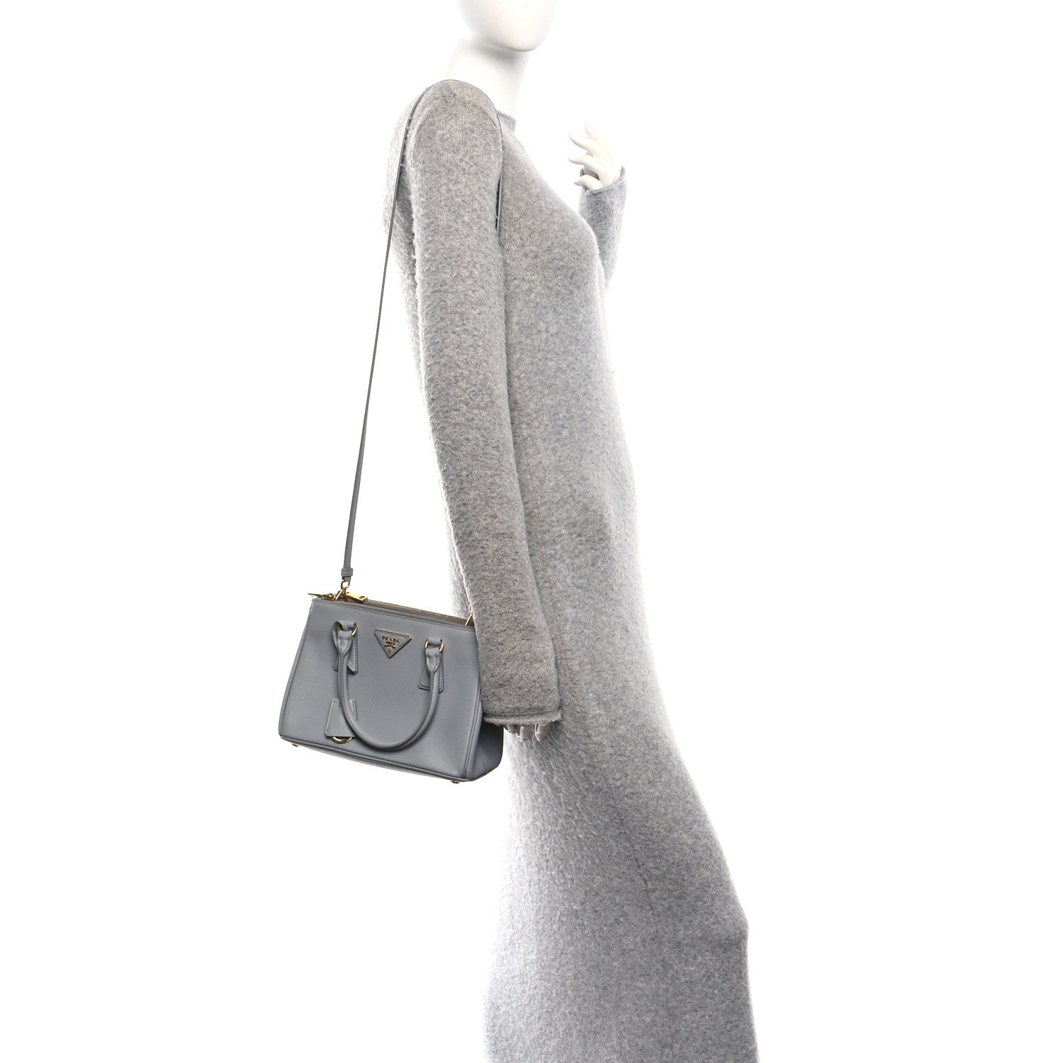 Saffiano Lux Small Galleria Double Zip Tote Granito
