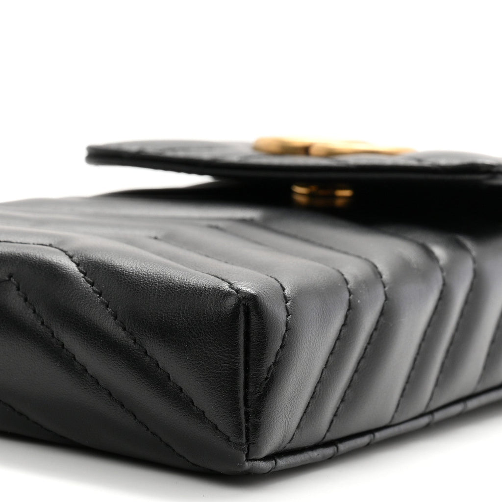 Calfskin Small GG Marmont Phone Crossbody Bag Black