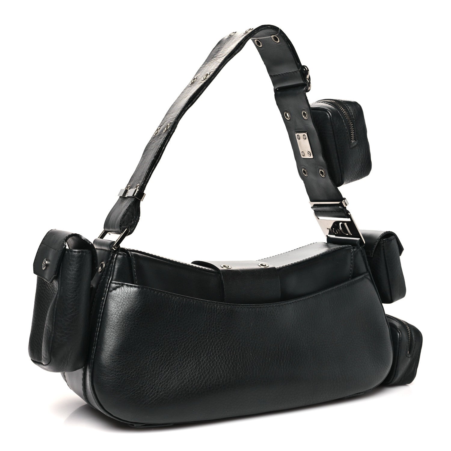 Canvas Calfskin Monogram Street Chic Columbus Ave Shoulder Bag Black