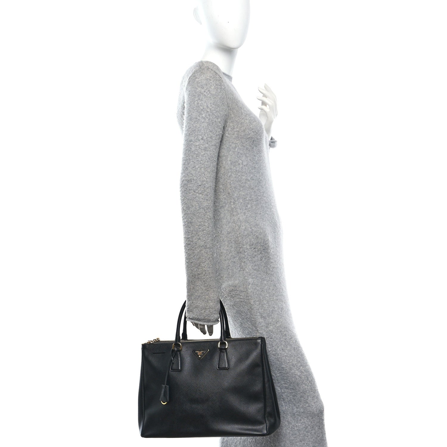 Saffiano Large Galleria Double Zip Tote Black