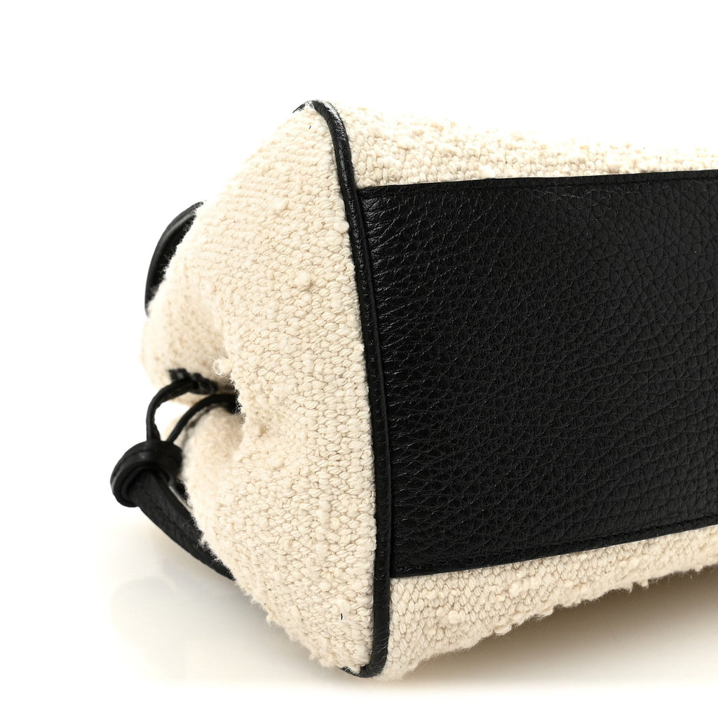 Grained Calfskin Boucle Urban Essentials Small Shopping Bag Ecru Black