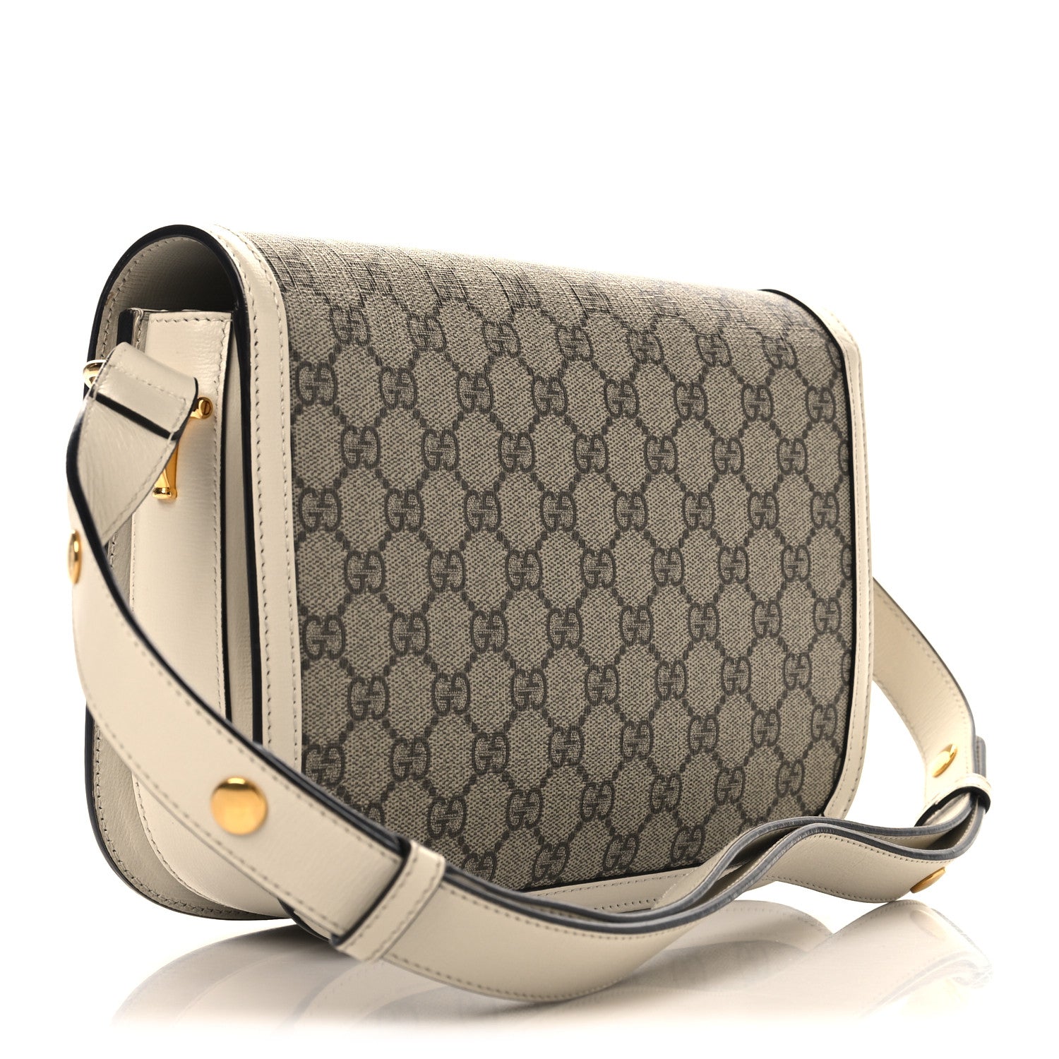 GG Supreme Monogram Horsebit 1955 Shoulder Bag Beige Mystic White