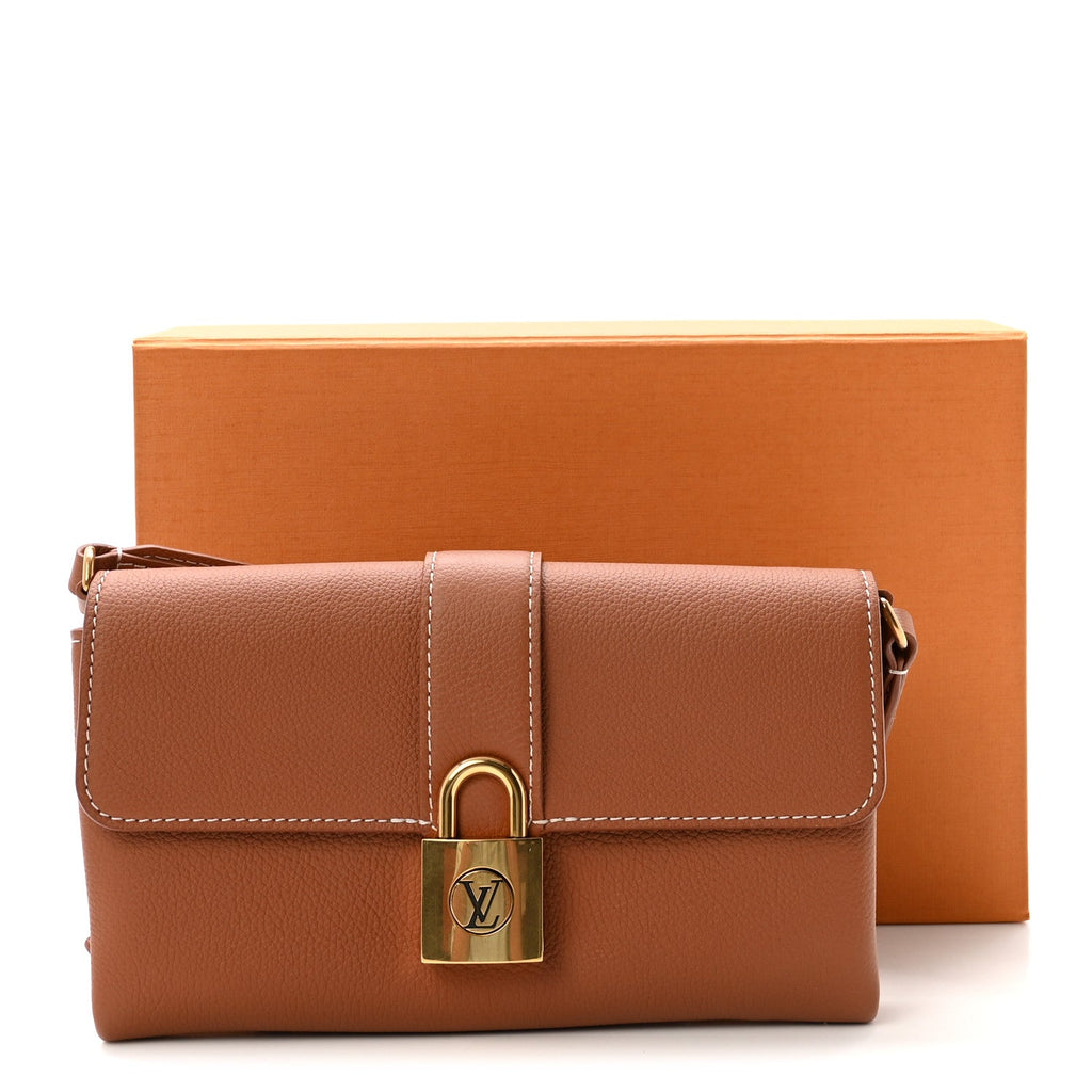 Grained Calfskin Low Key Wallet On Chain Cognac