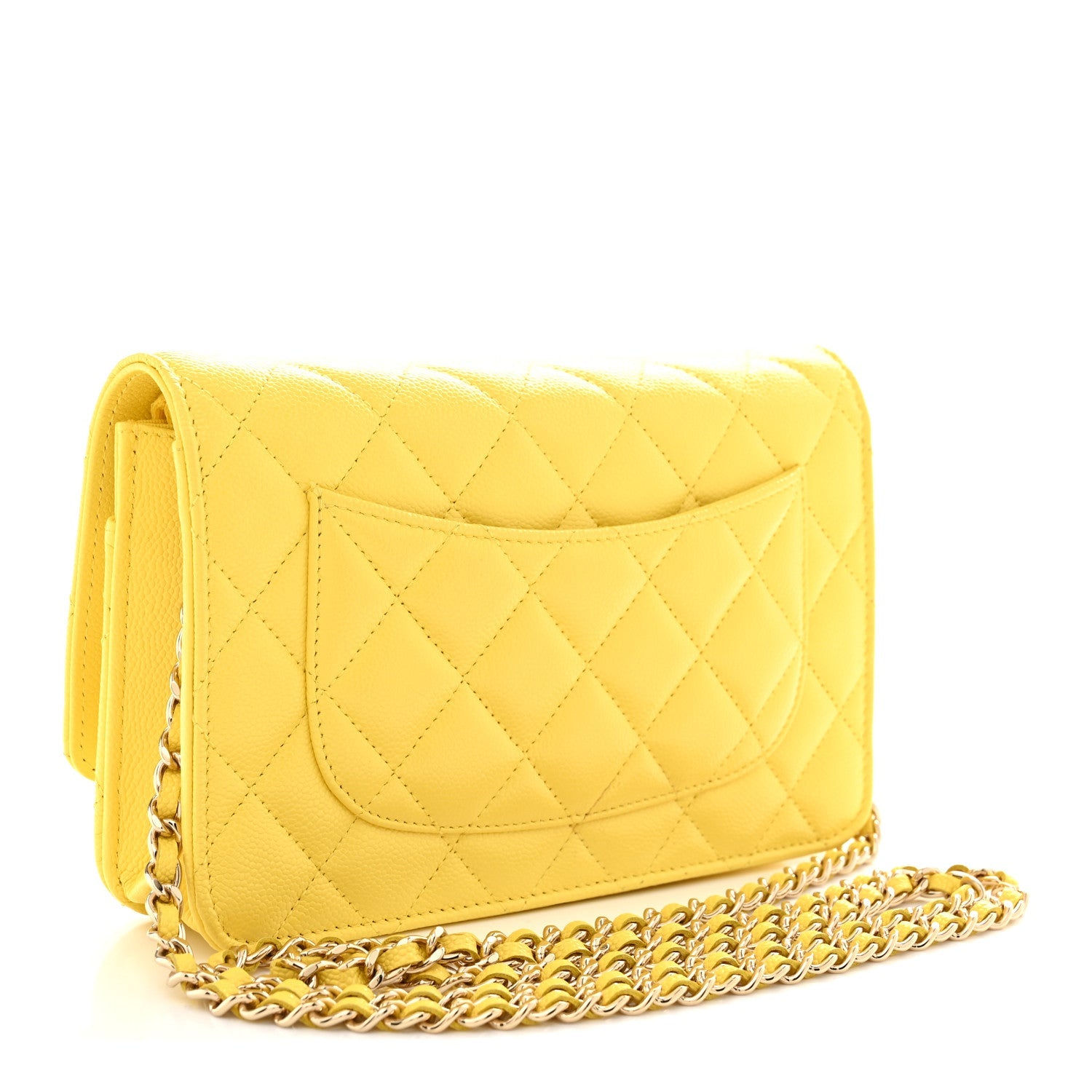 Caviar Quilted Wallet on Chain WOC Yellow
