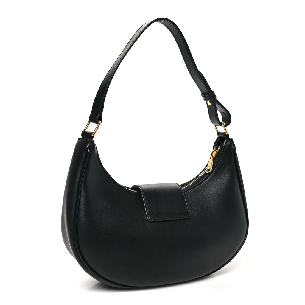Smooth Calfskin Medium Strap Ava Triomphe Shoulder Bag Black