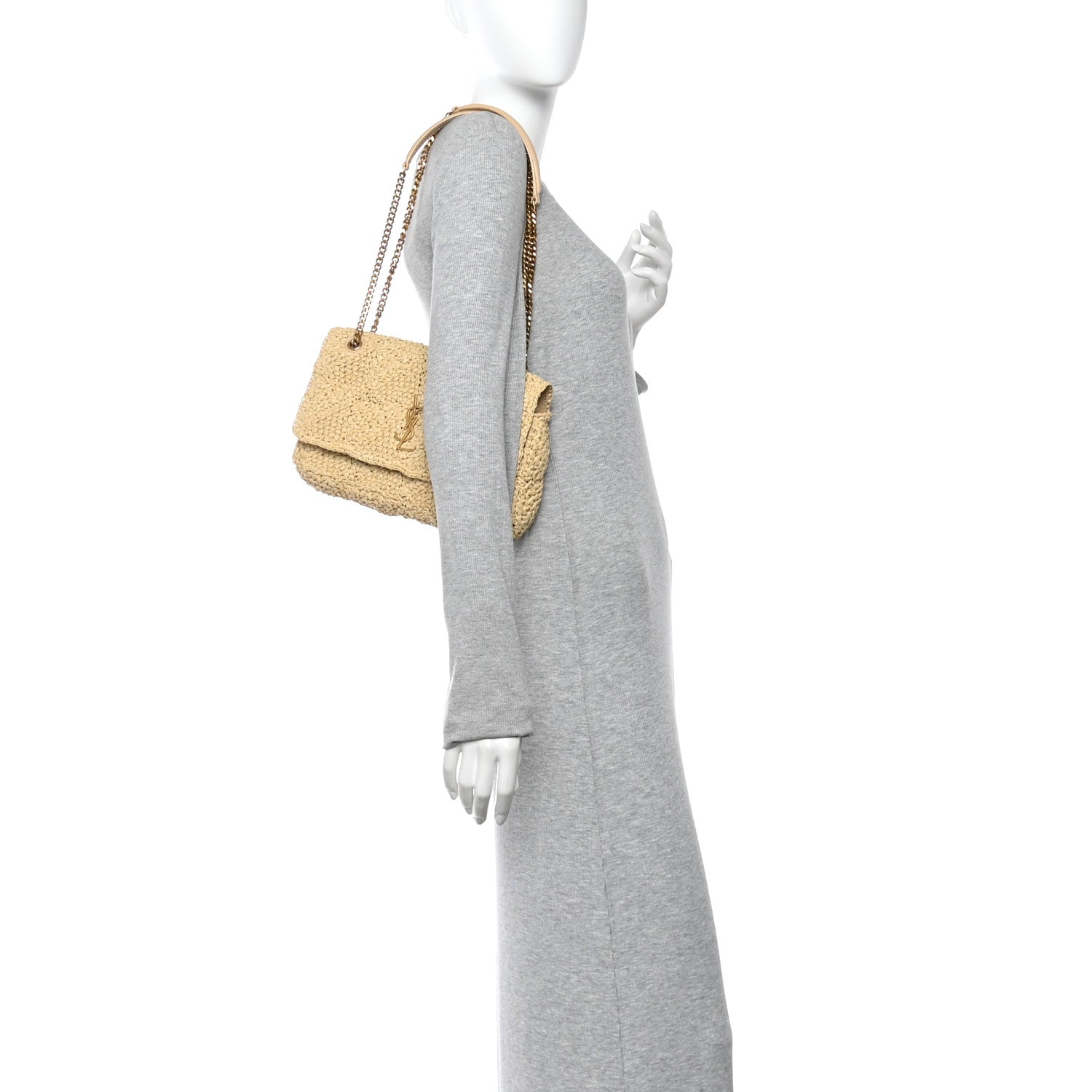 Raffia Monogram Medium Jamie Natural Avorio
