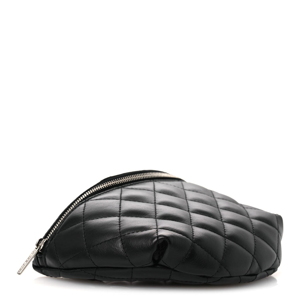 Calfskin Quilted Uniform Waist Belt Bag Black