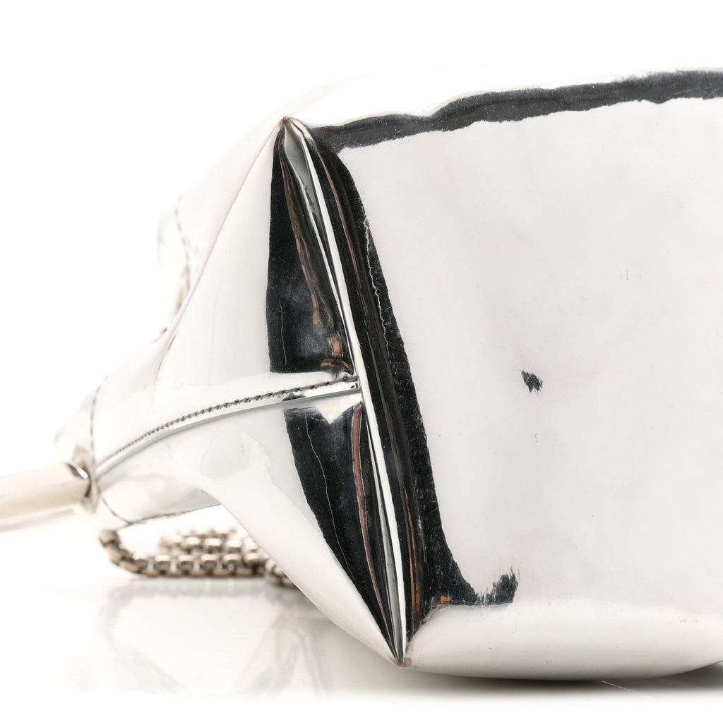 Metallic Patent Bon Bon Bag Silver