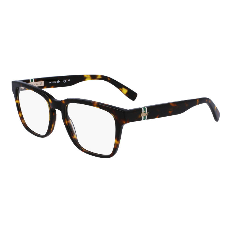 Lacoste Eyeglasses Square Full Rim, Dark Havana Frame and Clear Demo Lenses Lens L2932230