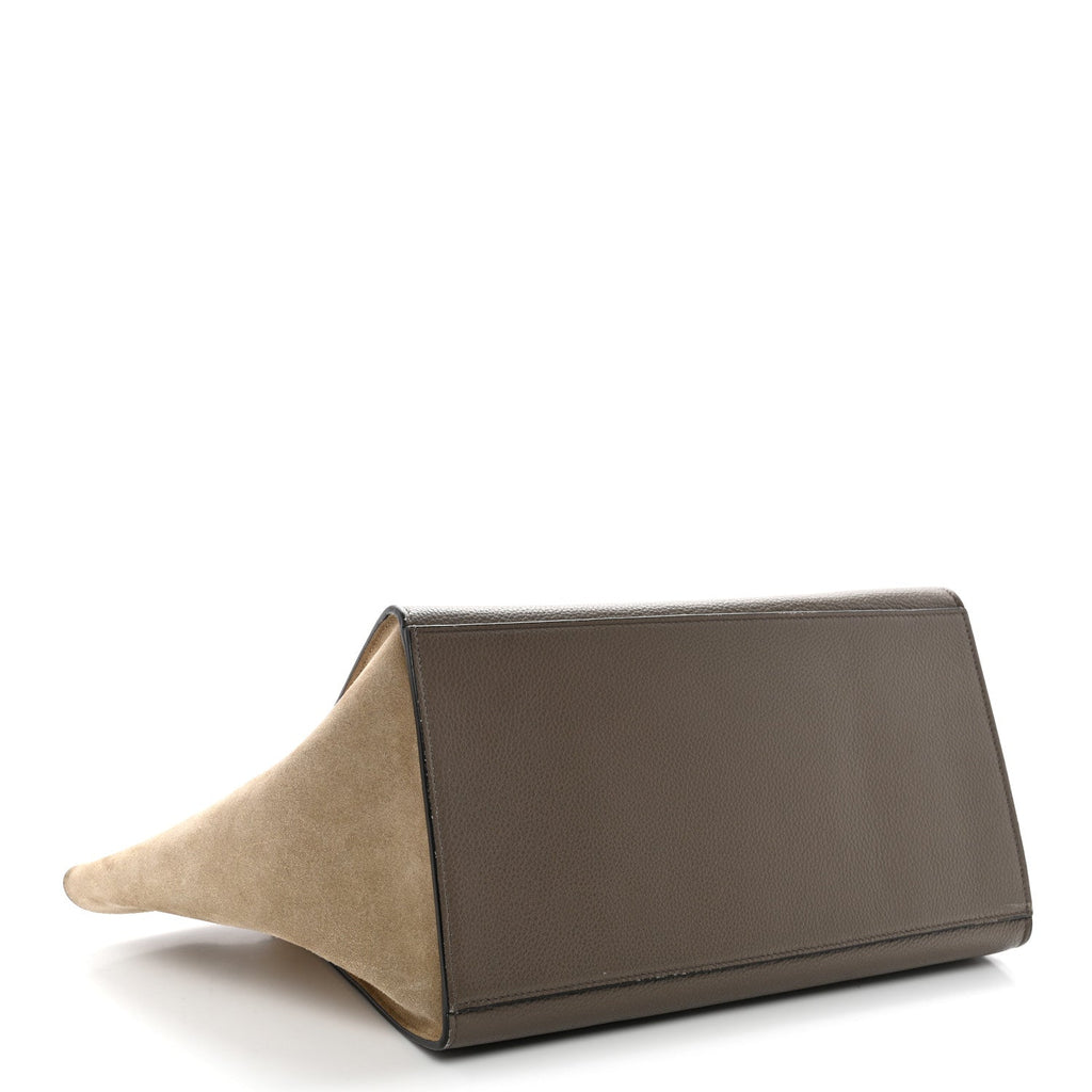 Drummed Calfskin Suede Medium Trapeze Souris