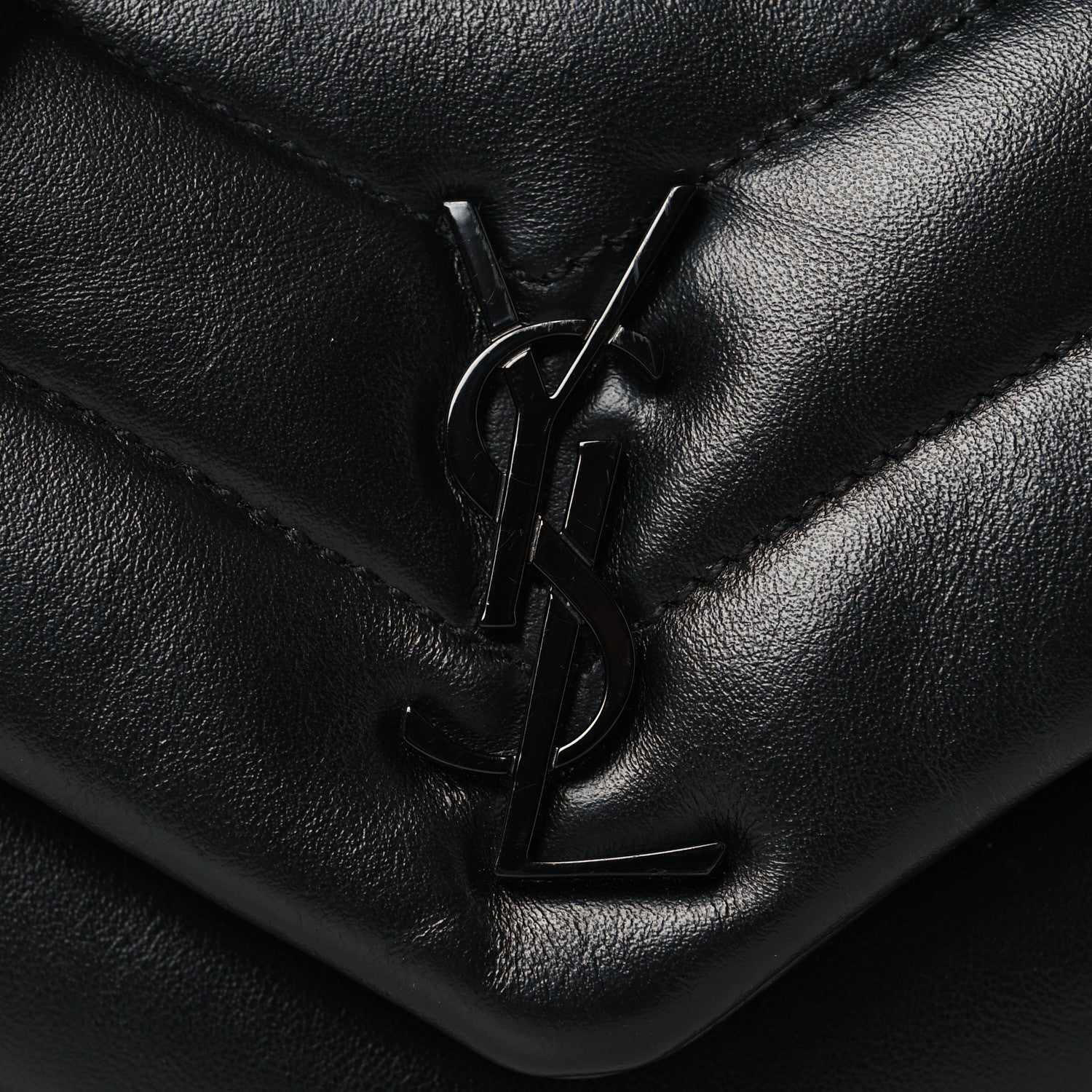 Calfskin Y Quilted Monogram Monochrome Toy Loulou Crossbody Bag Black