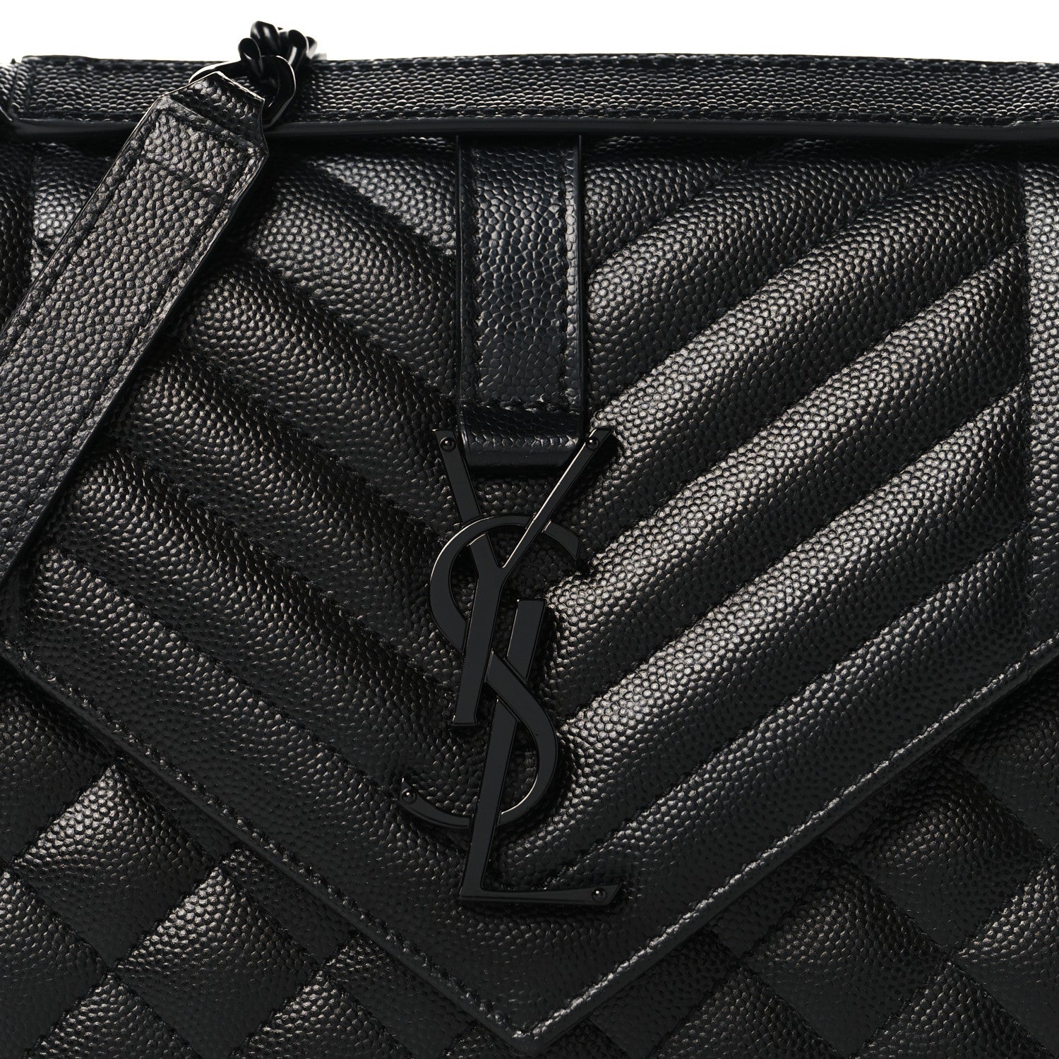 Grain De Poudre Textured Mixed Matelasse Triquilt Medium Monogram Monochrome Satchel Black