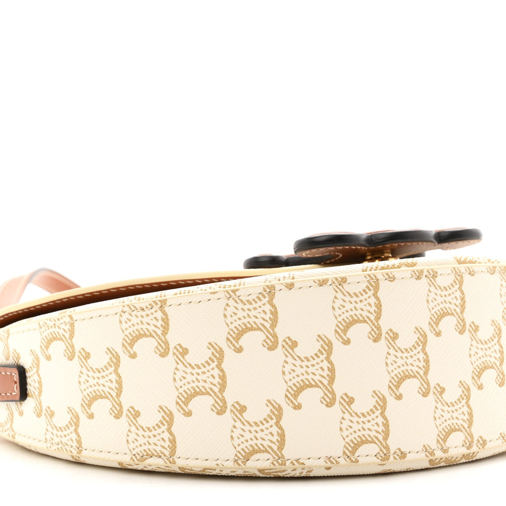Calfskin Triomphe Canvas Besace White