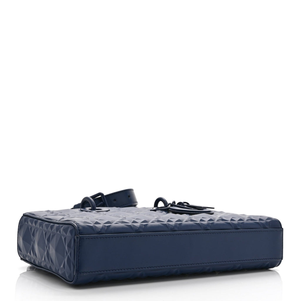 Calfskin Cannage Diamond Medium Lady D-Joy Navy Blue