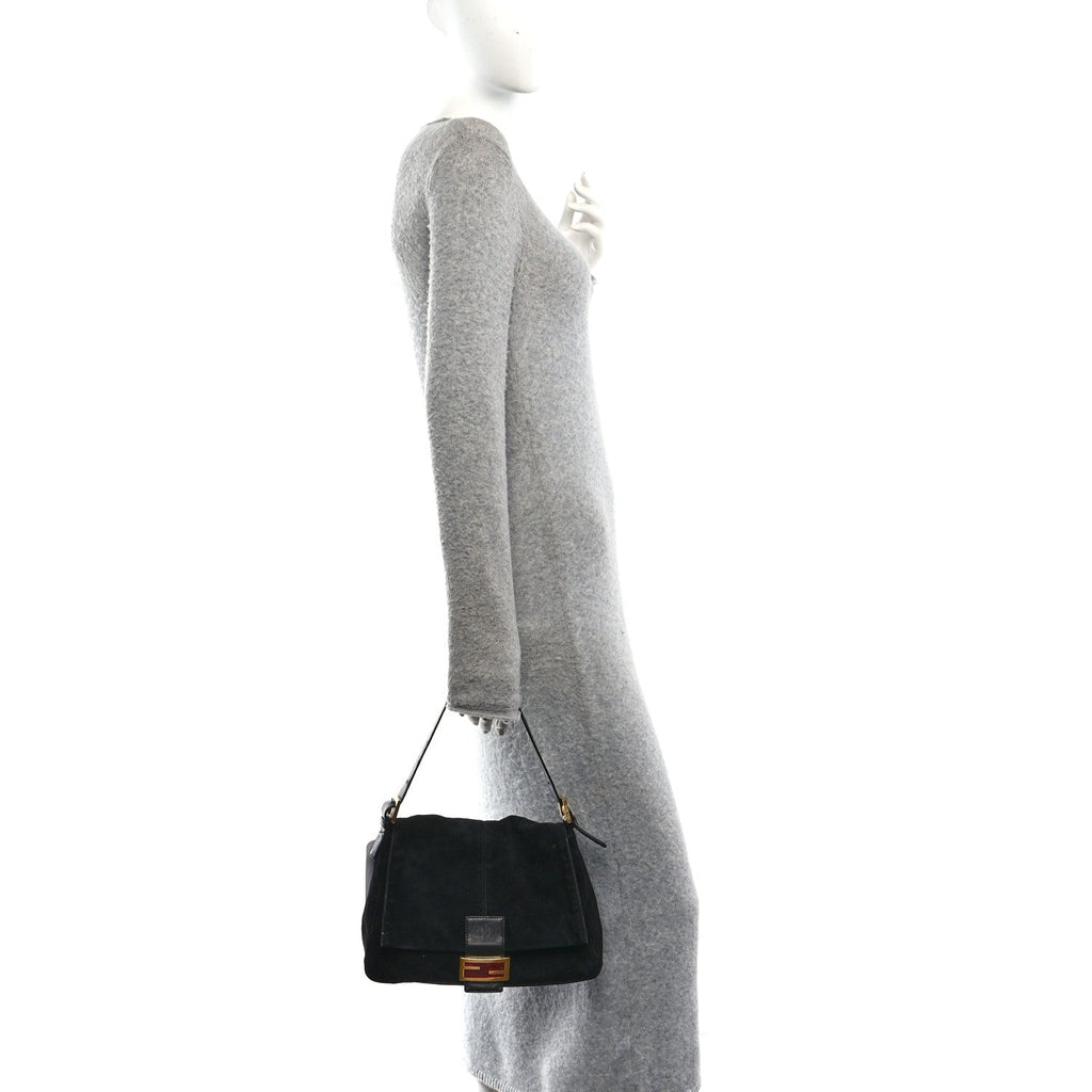 Suede Mama Baguette Black