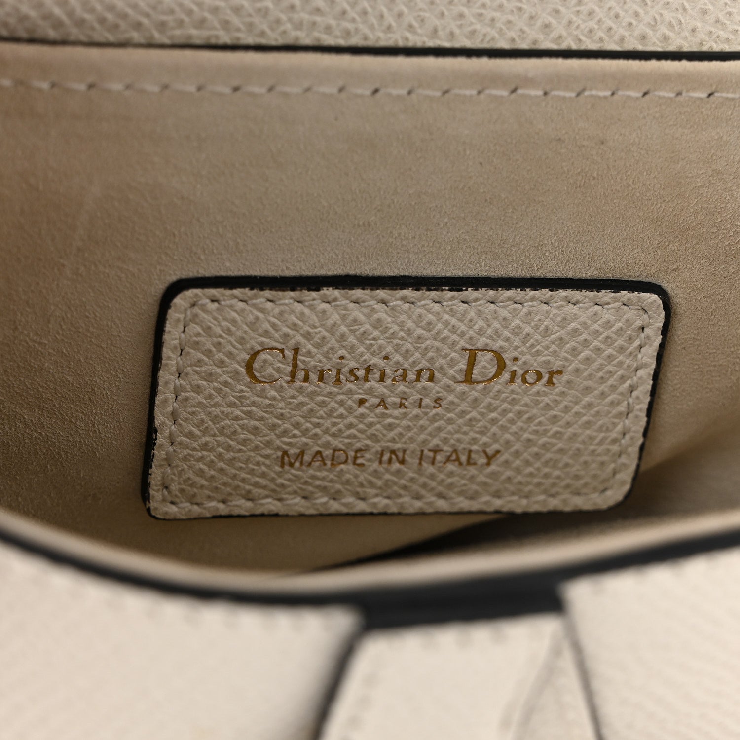 Grained Calfskin Mini Saddle Bag White