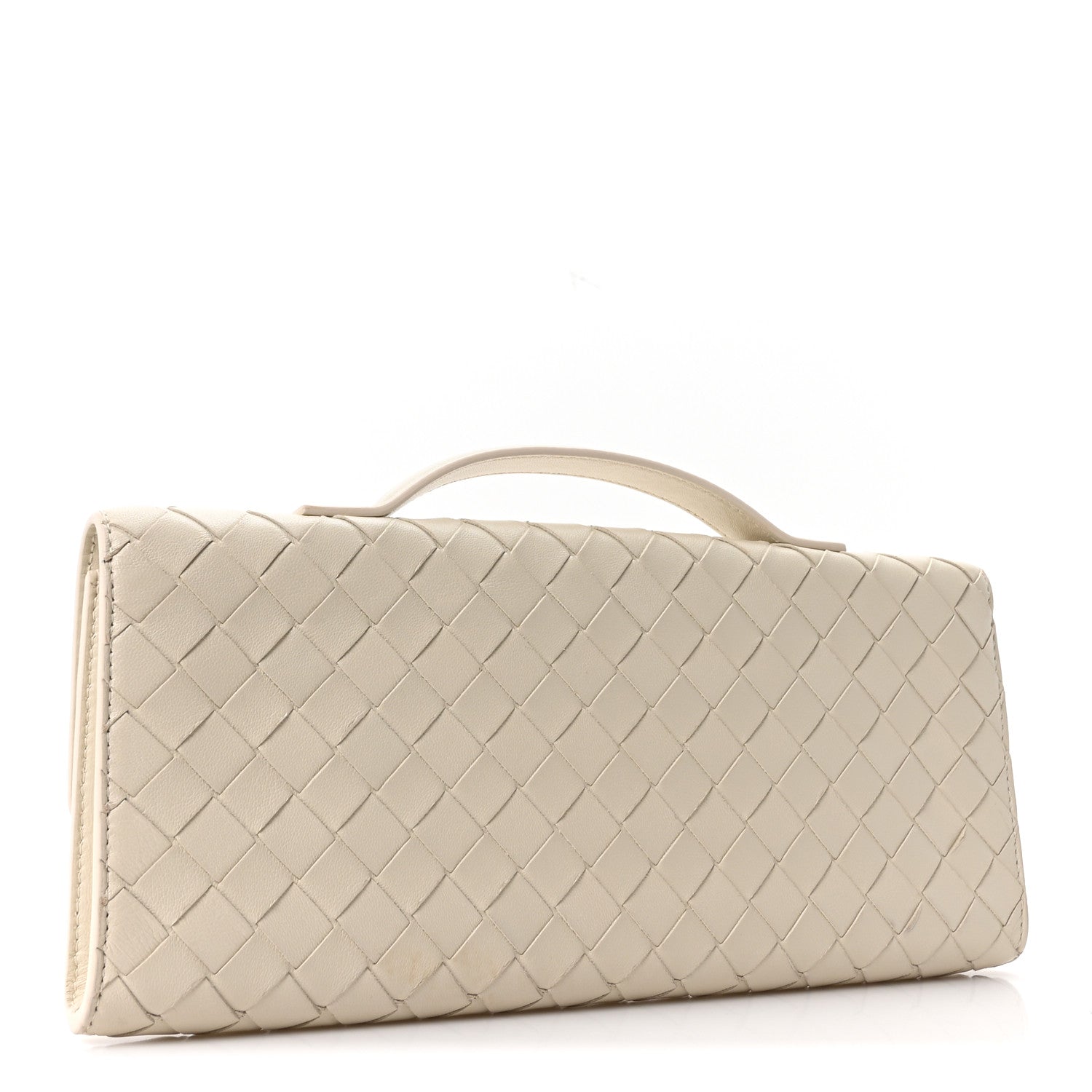 Nappa Intrecciato Long Andiamo Top Handle Clutch Sea Salt