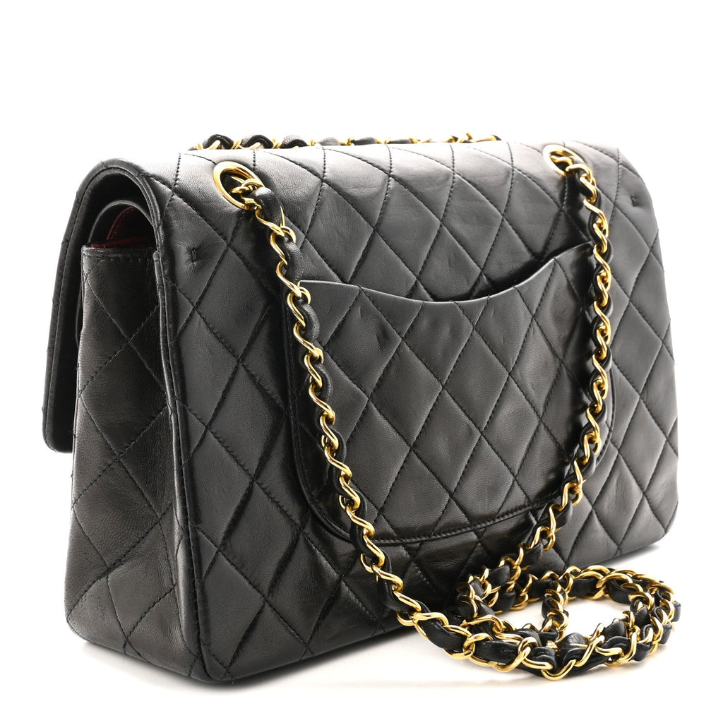 Lambskin Quilted Small Double Flap Black