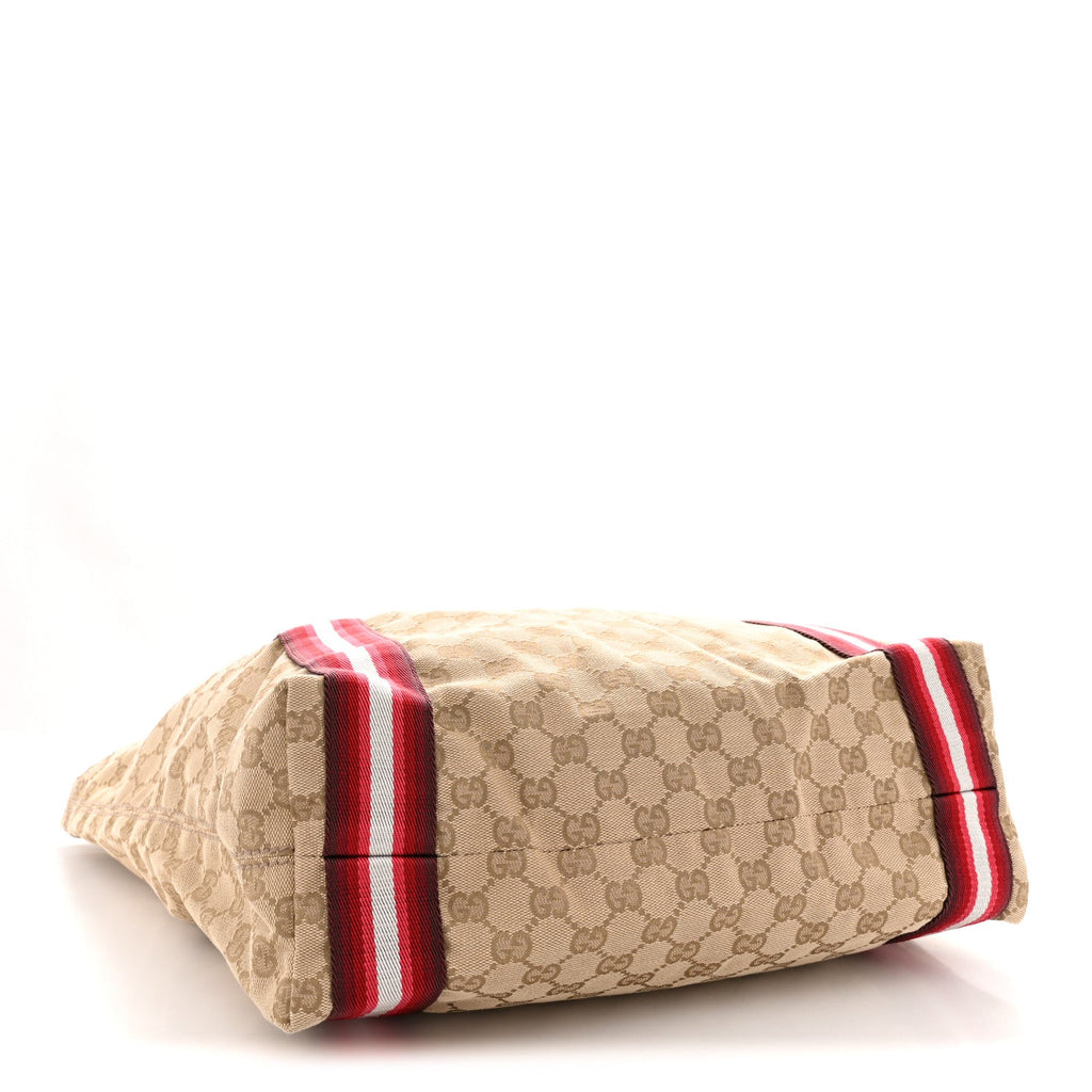 GG Monogram Medium Web Handle Vertical Tote Red