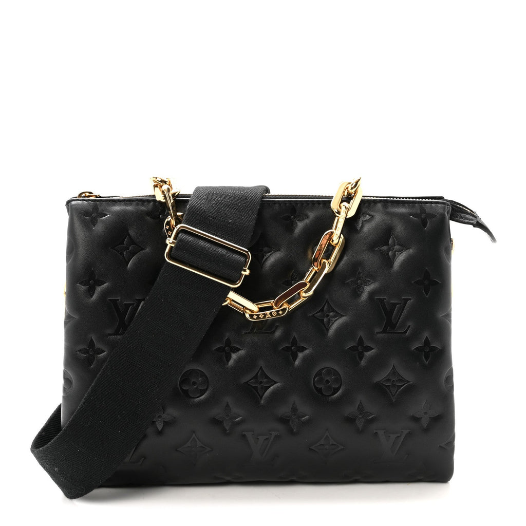 Lambskin Embossed Monogram Coussin PM Black
