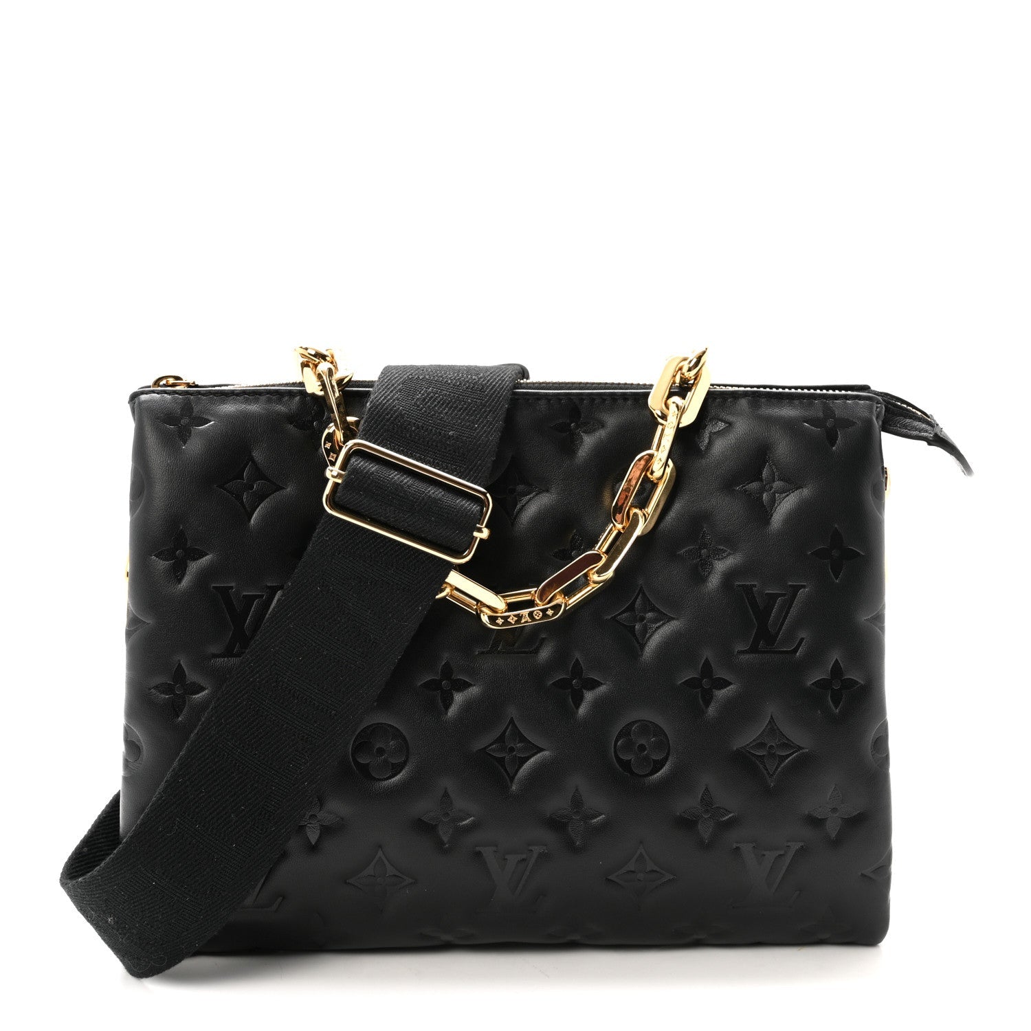 Lambskin Embossed Monogram Coussin PM Black