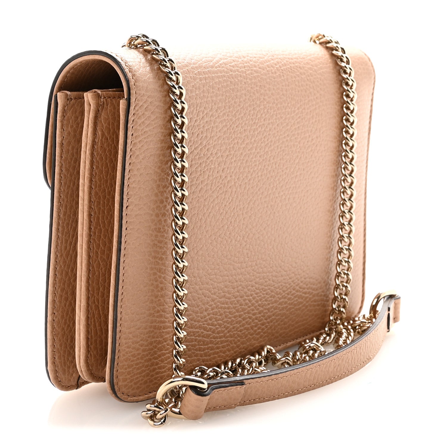 Dollar Calfskin Small Interlocking G Shoulder Bag Camelia