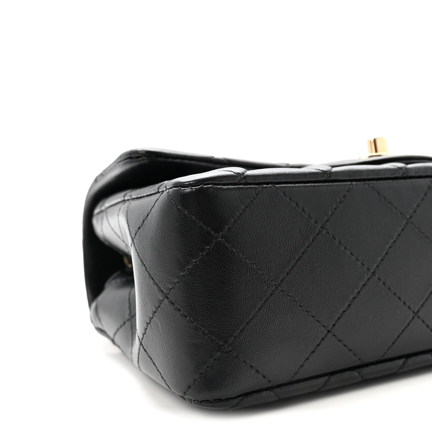 Lambskin Quilted Mini Rectangular Flap  Black