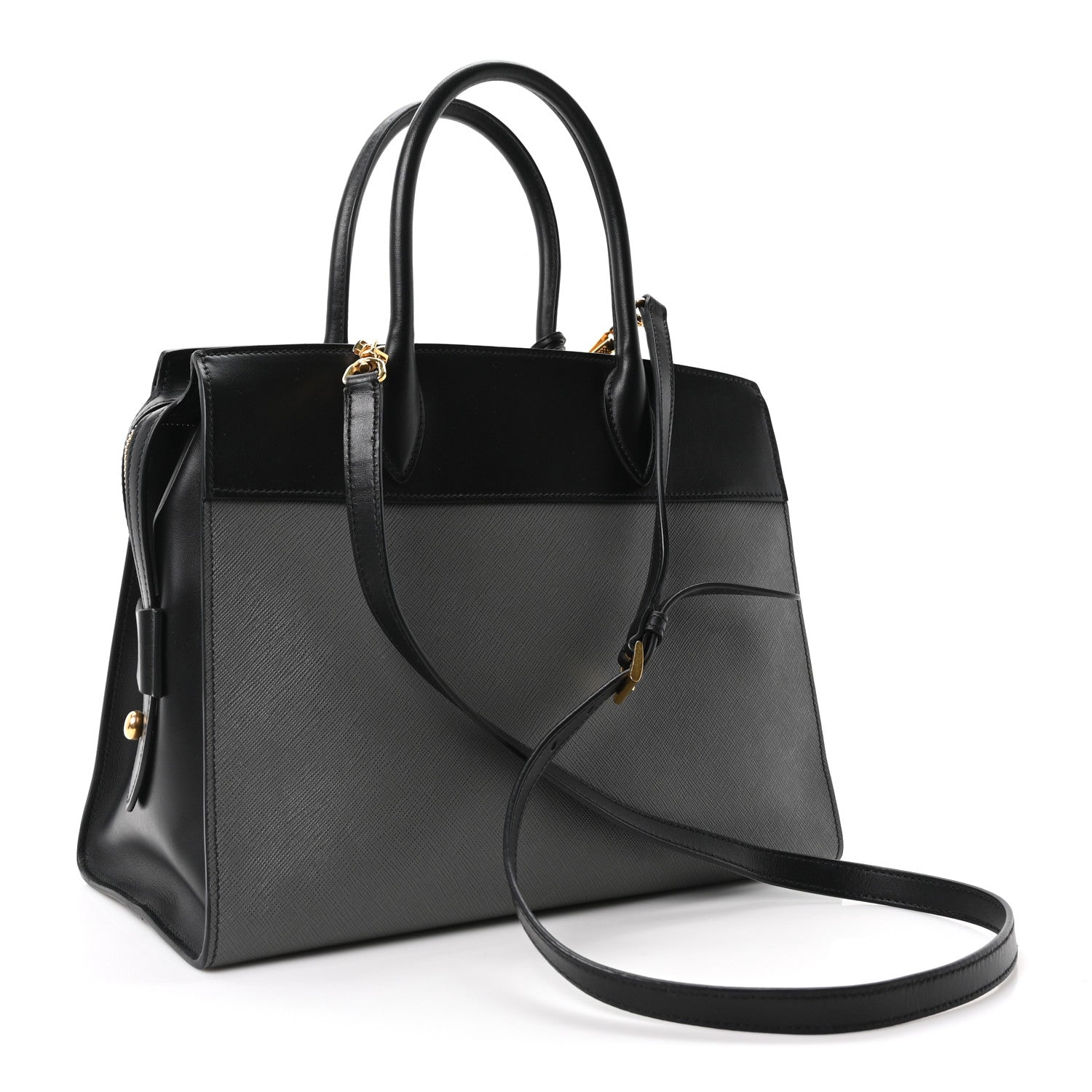 Saffiano City Calfskin Medium Esplanade Tote Mercurio Black