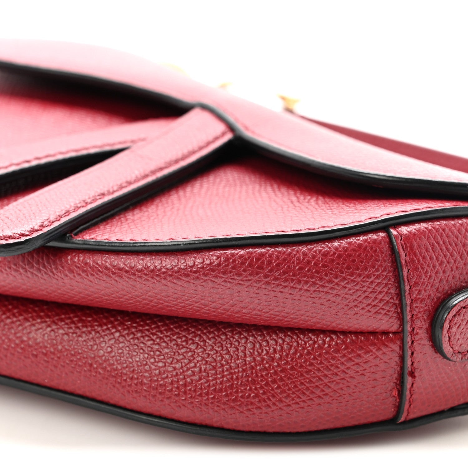 Grained Calfskin Mini Saddle Bag Red