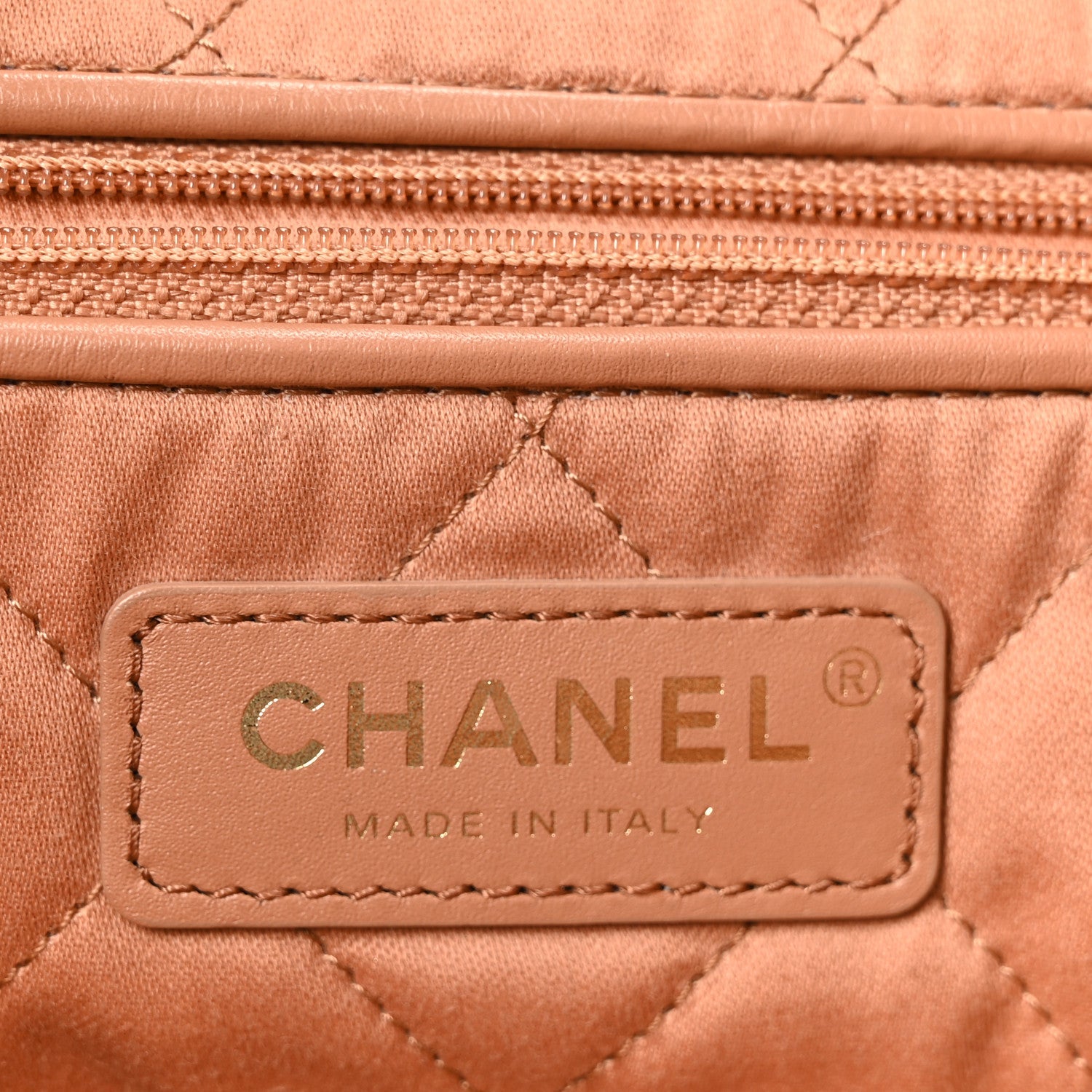 Shiny Calfskin Quilted Small Chanel 22 Beige