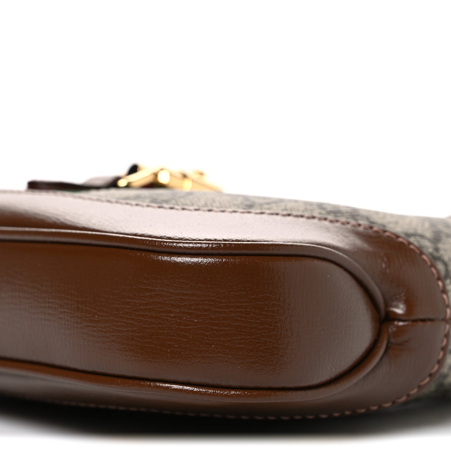GG Supreme Monogram Azalea Calfskin Web Mini Jackie 1961 Hobo Beige Ebony Brown Sugar
