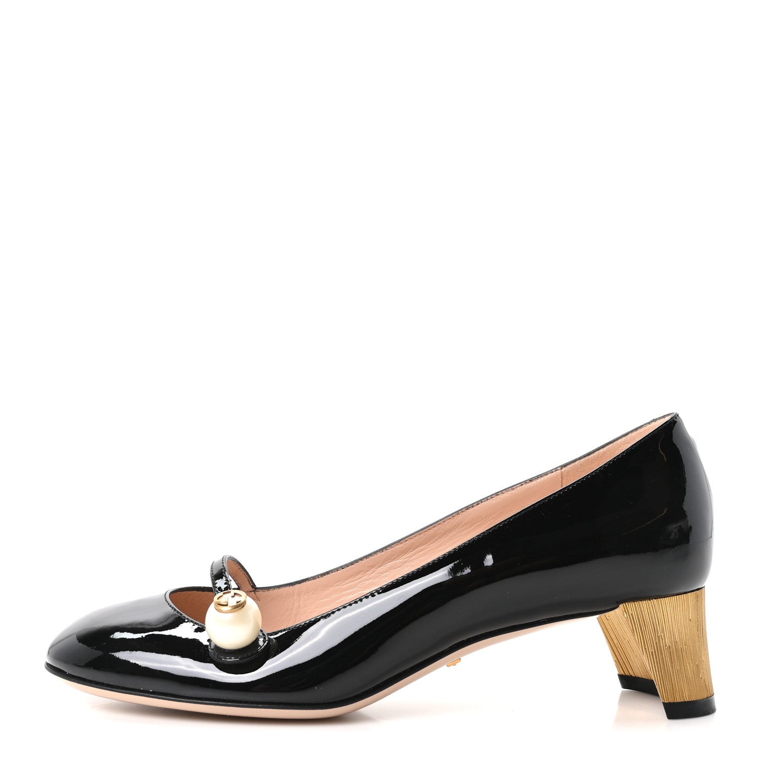 Vernice Crystal Pearl Embellished Mary Jane Pumps 35.5 Black