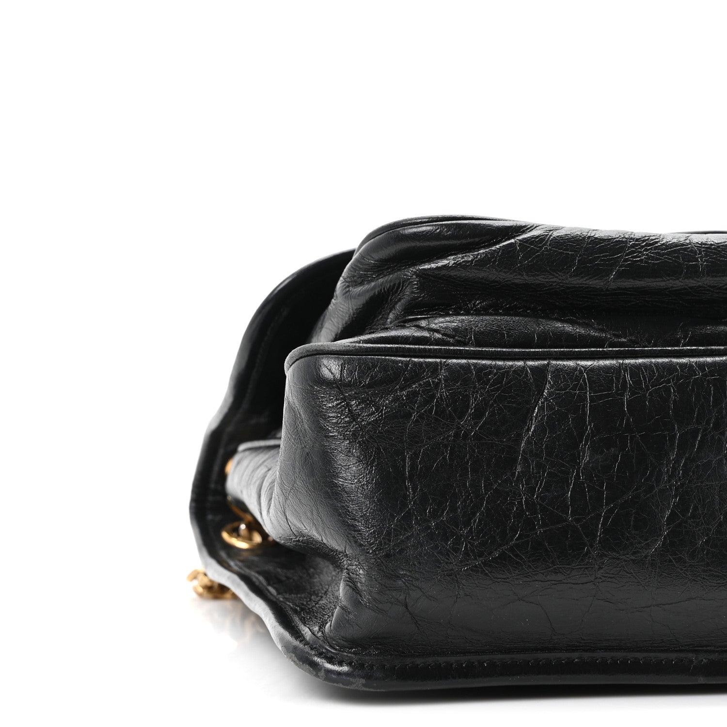 Crinkled Calfskin Matelasse Monogram Medium Niki Chain Satchel Black