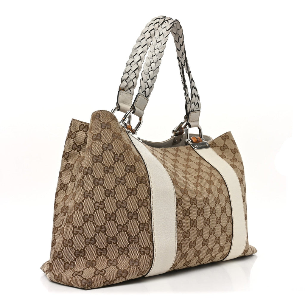 Monogram Medium Bamboo Bar Tote Off White