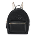 Pebbled Calfskin Soho Chain Backpack Black