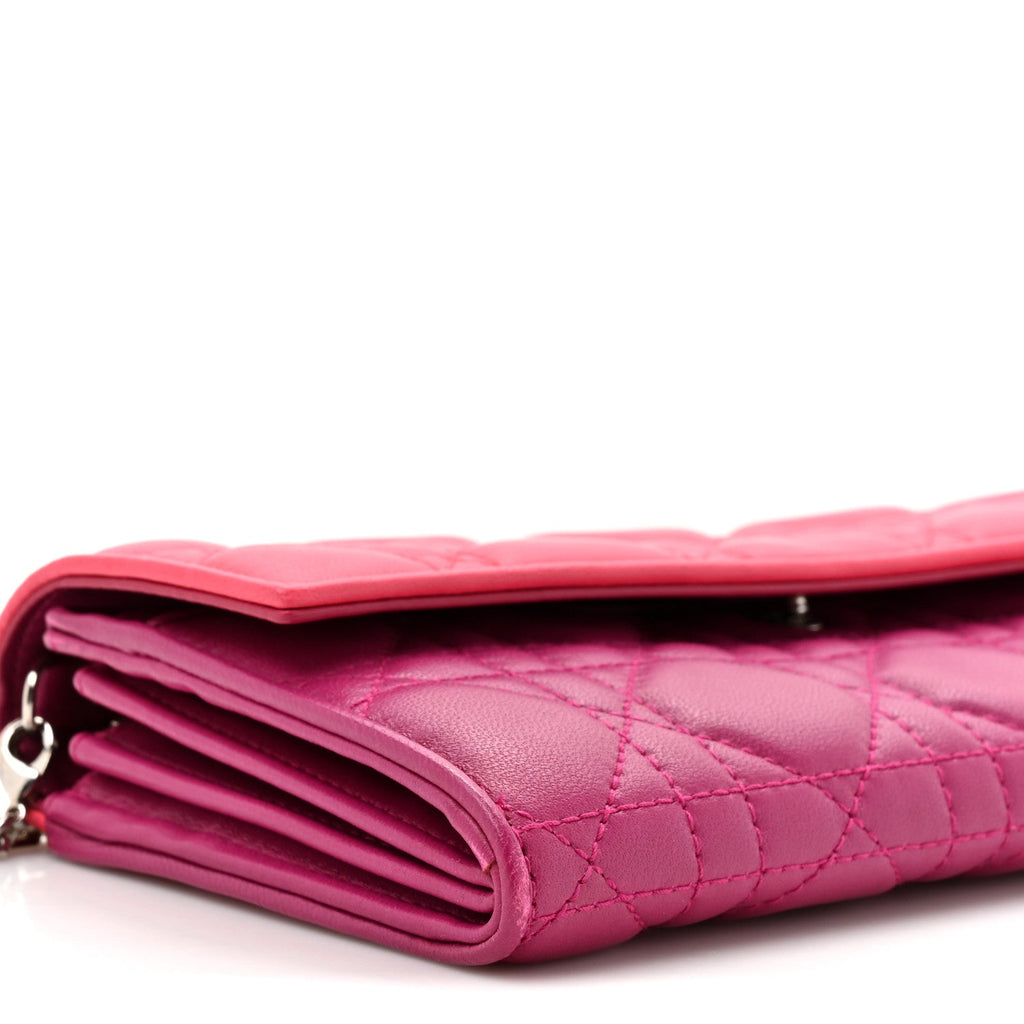 Lambskin Cannage Bi-Color Lady Dior Rendezvous Wallet On Chain Toxic Purple Pink
