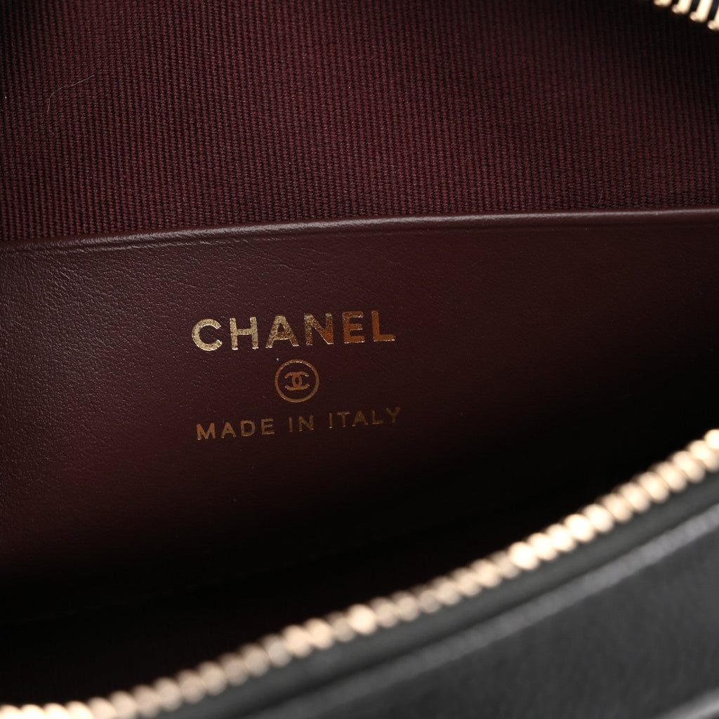 Caviar Quilted Chain Camera Bag Black