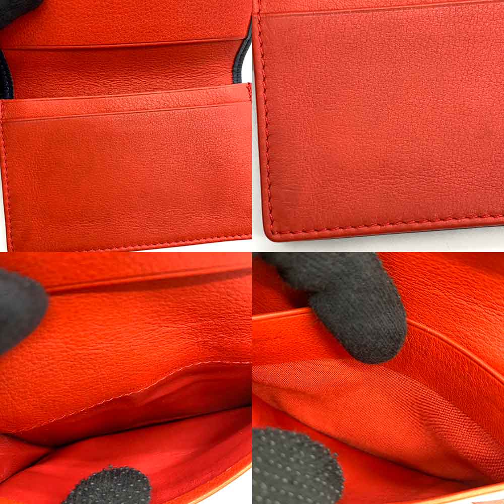 Dior Leather Card Case Navy Red
