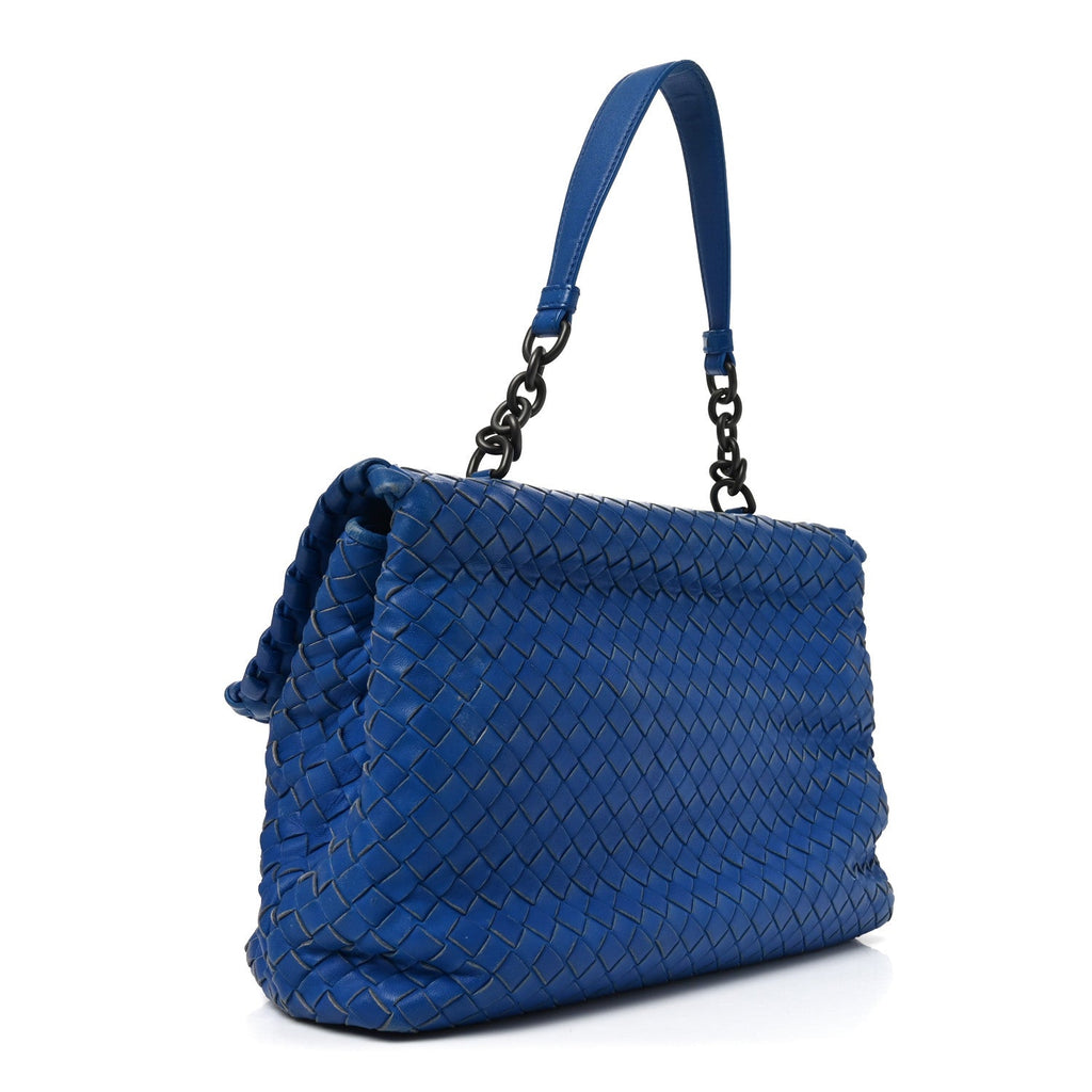Nappa Intrecciato Medium Olimpia Shoulder Bag Blue