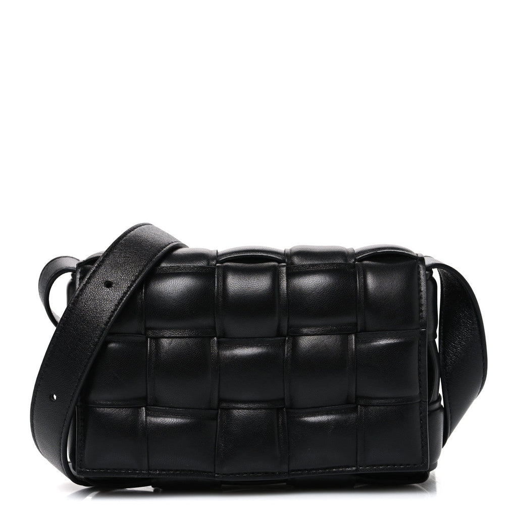 Nappa Maxi Intreccio Small Padded Cassette Crossbody Bag Black