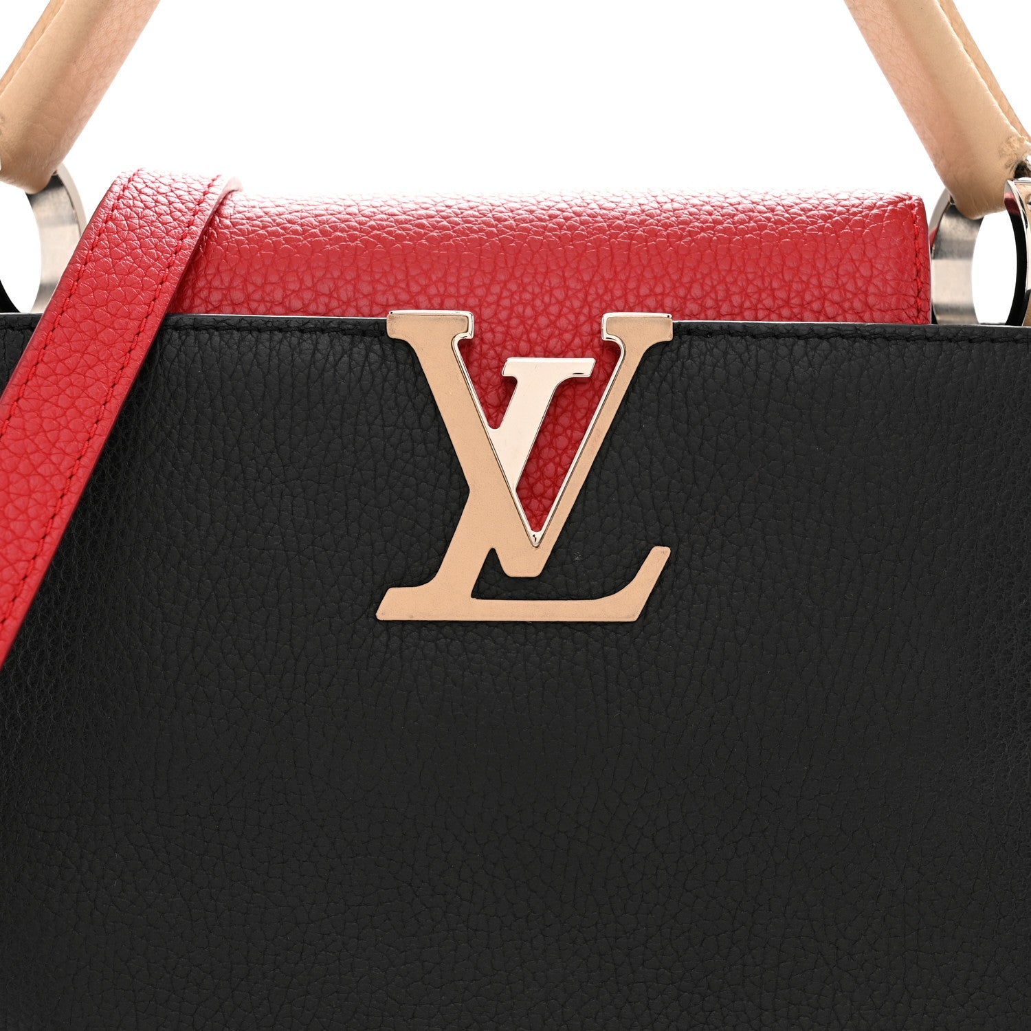 Taurillon Capucines MM Black Beige Red